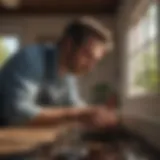 Professionally inspecting for pests Exterminator inspecting home for pests