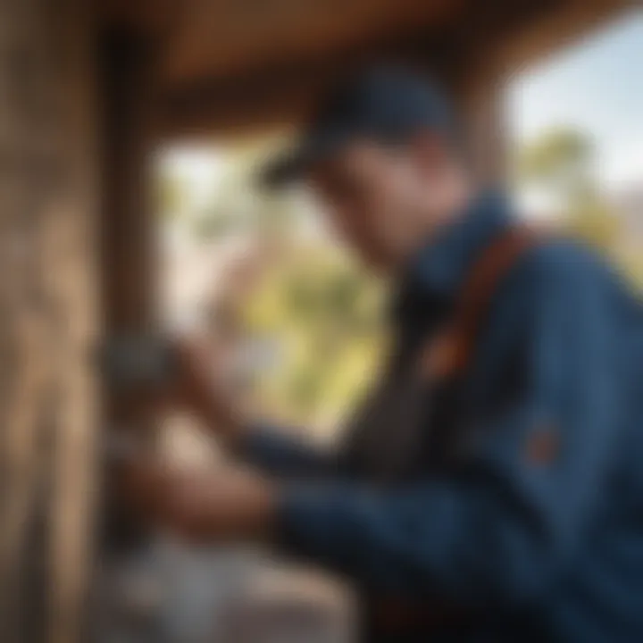 Professional pest control technician inspecting a property