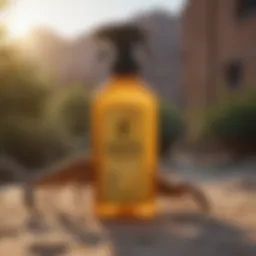 Scorpion repellent spray in an outdoor setting