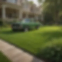 Green lawn being treated by TruGreen professionals