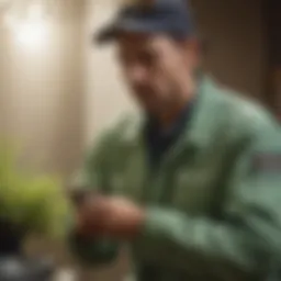 Close-up of a pest control technician applying eco-friendly solutions