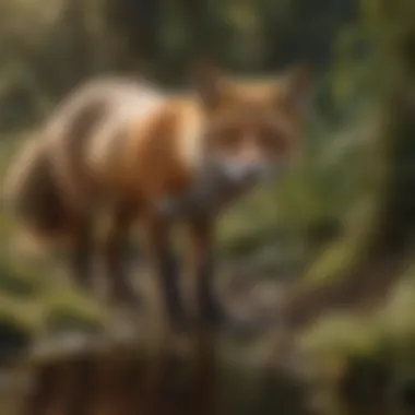 A fox in a natural habitat showcasing its foraging behavior.