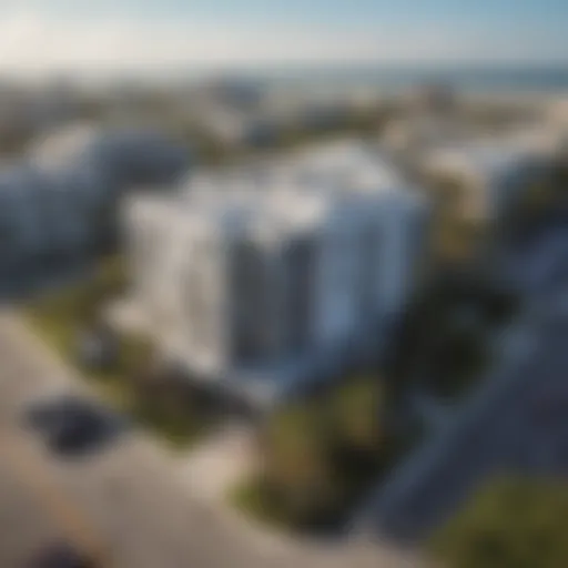 Aerial view of Daytona Beach with pest control team working in the background