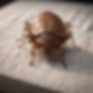 Bed bug concealed in mattress folds Bed bug hiding in crevices of a mattress