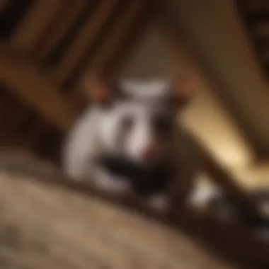 Curious Possum in Attic Wild possum peeking out from attic