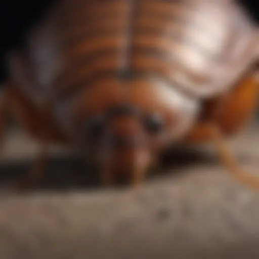 Inspecting for Bed Bugs Close-up inspection of potential bed bug hiding spot