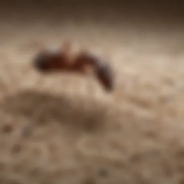 Insight into Ant Communication in Carpet Fibers Close-up of ant communication behavior in carpet fibers