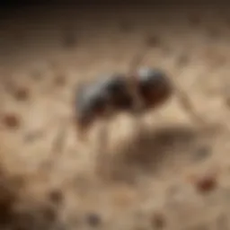 A microscopic view of tiny ants in a carpet