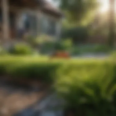 Natural Deterrents for a Serene Backyard A serene backyard setting showcasing a well-maintained lawn with natural mosquito deterrents like citronella plants and standing water removal.