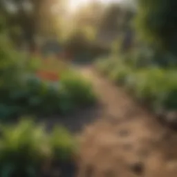 A close-up of a thriving organic garden showcasing various herbs and vegetables.