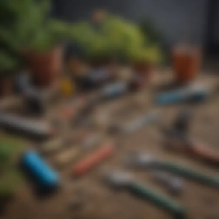 A well-organized toolkit featuring essential gardening tools and supplies.