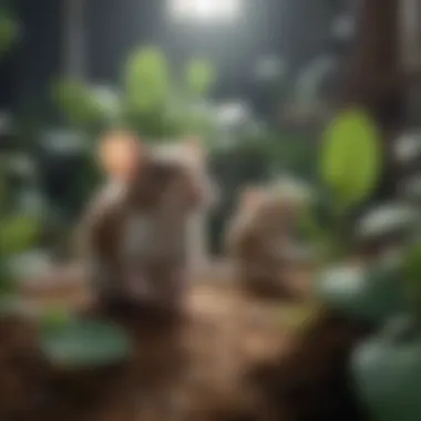 Curiosity of Mice Near Mint Mice exploring a mint plant