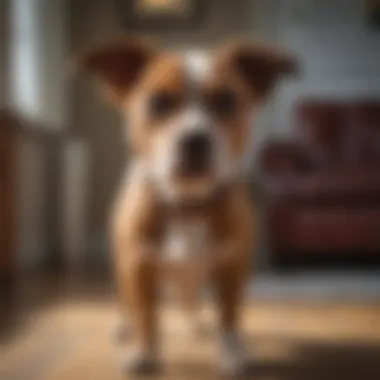 Application of Adams Flea Spray on a Dog A dog being treated with Adams Flea Spray in a home environment