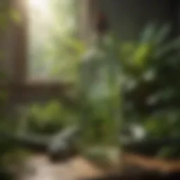 Snake Away bottle with greenery in background