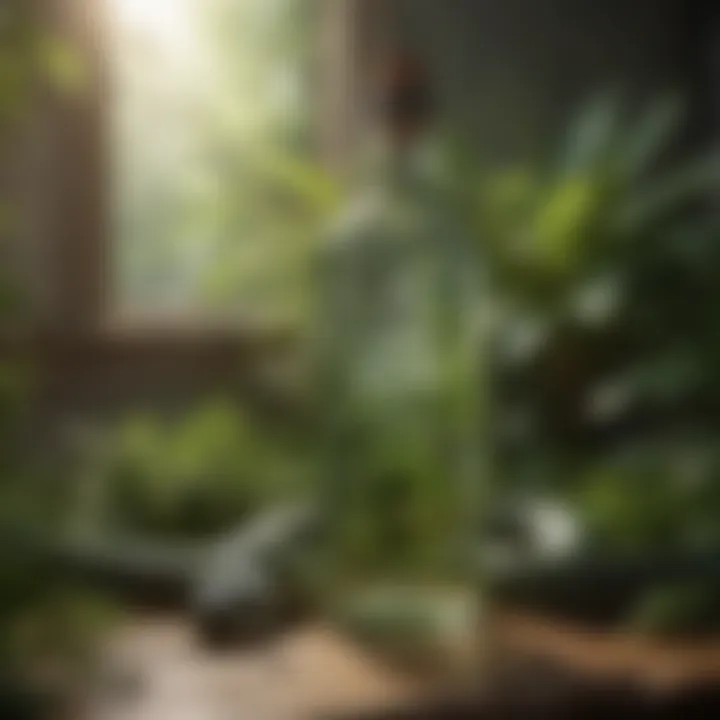 Botanical Elixir of Pest Control Snake Away bottle with greenery in background