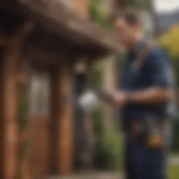 A technician inspecting a residential property for pest infestations