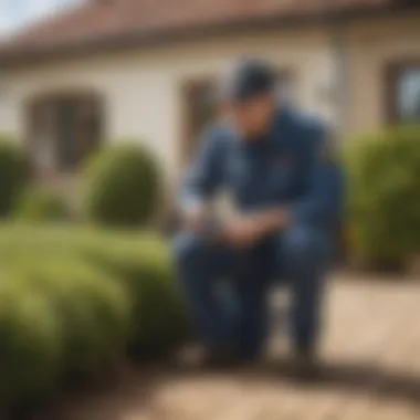 Technician applying eco-friendly pest control solutions at a residential property