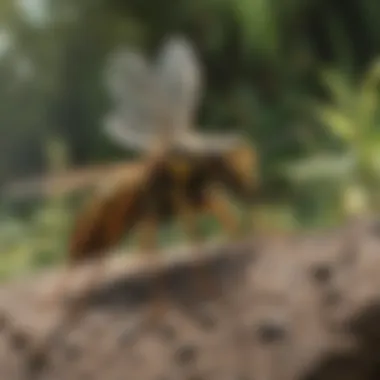Wasp Behavior and Habitat Illustration Illustration of wasp behavior and habitat