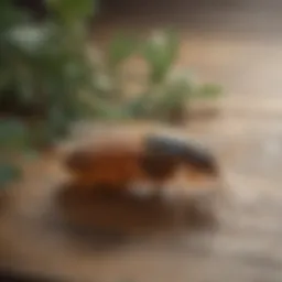 Natural flea repellent herbs on wooden surface