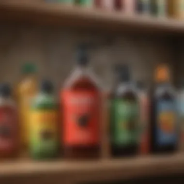 Selection of Insecticides for Larder Beetle Control Bottles of insecticides on a shelf
