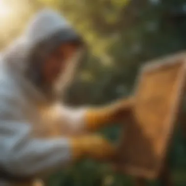 Expert Beekeeper Demonstrating Removal Process Expert Beekeeper Demonstrating Removal Process
