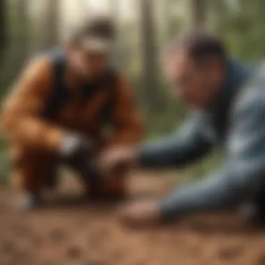 Professional exterminator eliminating fire ant colony