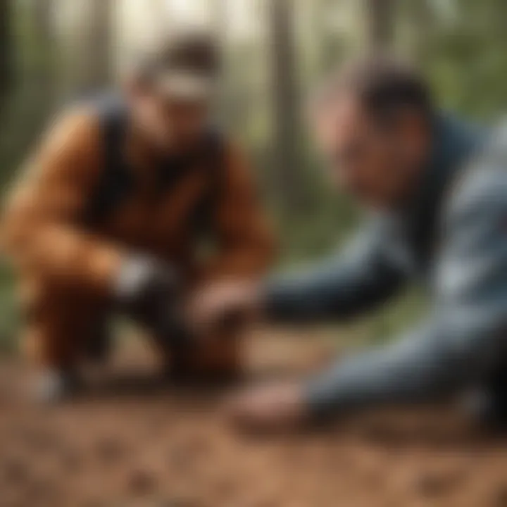 Professional exterminator eliminating fire ant colony