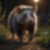 Opossum in garden at night