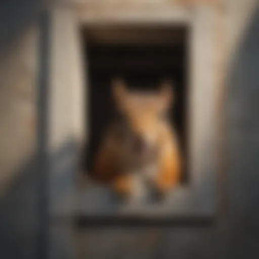 A squirrel peeking out from an attic vent