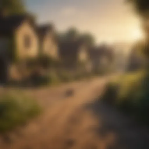 A picturesque village landscape illustrating sustainable pest management practices