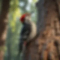 Woodpecker perched on a tree trunk