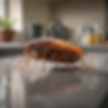 Cockroach Infestation in Kitchen Areas Close-up of a cockroach on a kitchen counter
