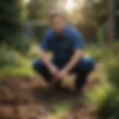 Professional Assessment for Mole Management A professional service team assessing a yard for mole management.