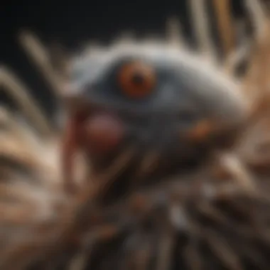 Close-up of a bird mite on feathers