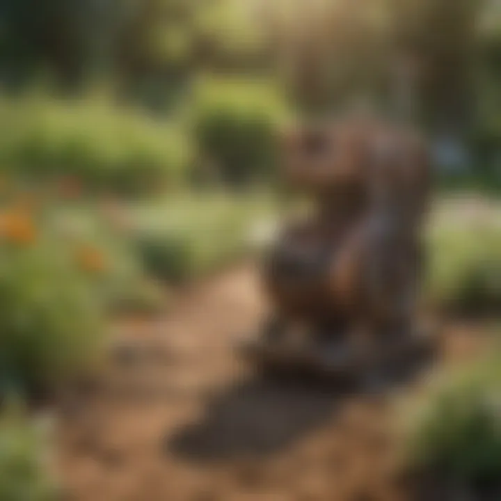 Mechanical traps set up in a garden, ready for gopher capture