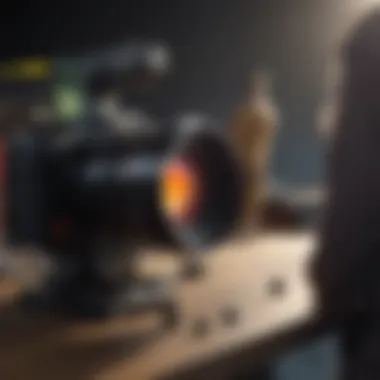 A presentation setup with visual aids and technology.