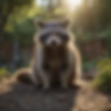 Raccoon-Friendly Backyard with Natural Deterrents A raccoon-friendly backyard with natural deterrents and landscaping.
