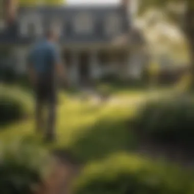 Regular Yard Inspections for Tick Management A homeowner inspecting their yard for ticks