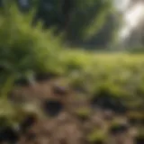 A lush yard with visible tick habitats