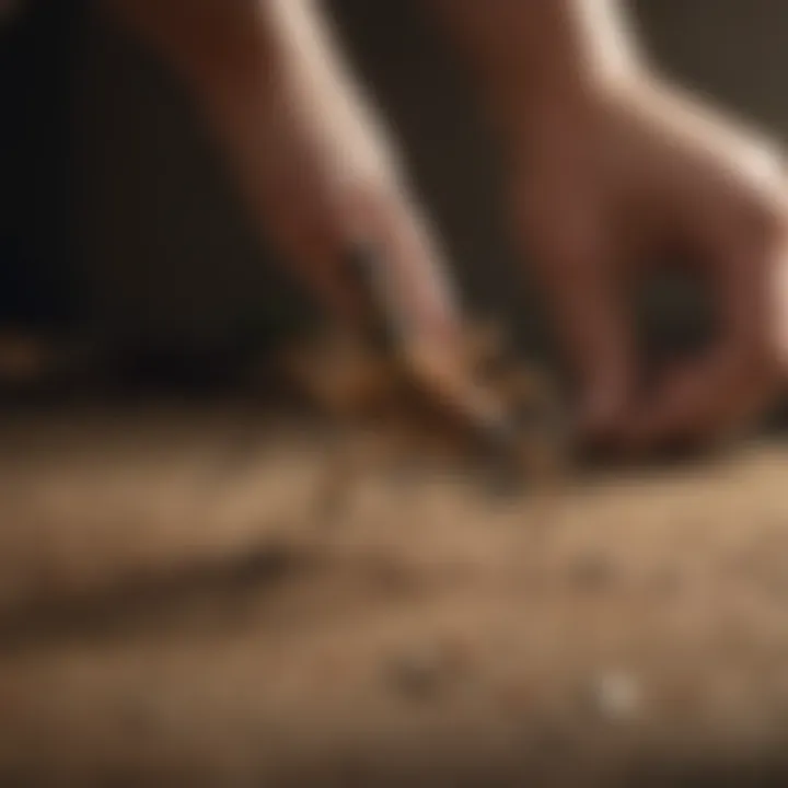 A person using a specialized tool to remove a scorpion