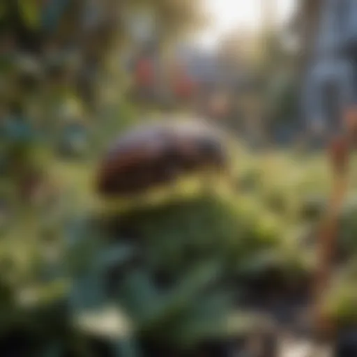 Close-up of a winter garden infested with common pests