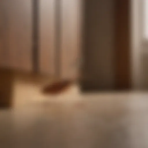 German cockroach hiding in kitchen cabinet