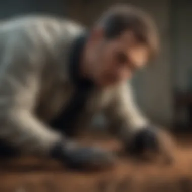 Pest control professional inspecting roach infestation