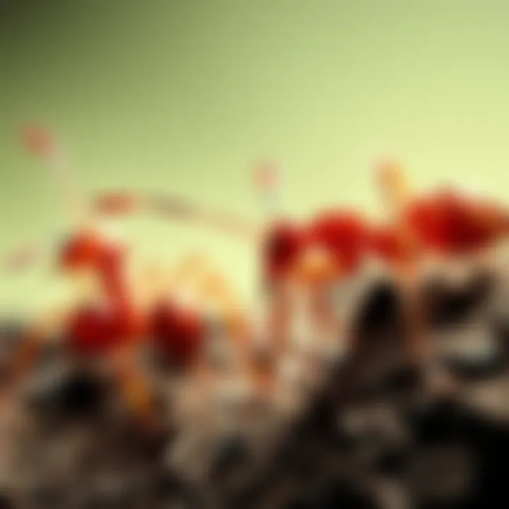 Ecological Impact of Red Ants An educational graphic illustrating the ecological role of red ants within their environment.