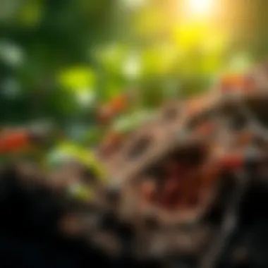 Understanding Red Ant Nests An illustration depicting the nesting habits of red ants, highlighting their underground colonies.