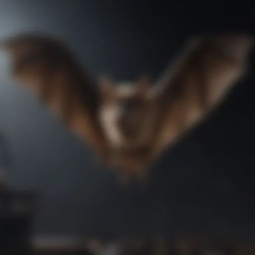Bat flying in the night sky