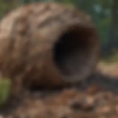 Illustration showing ground hornet nest location