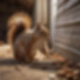 Squirrel examining a potential entry point to an attic