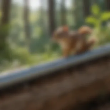 A close-up of a plant with a protective barrier against chipmunks.