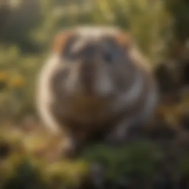 A close-up of a vole in a natural habitat